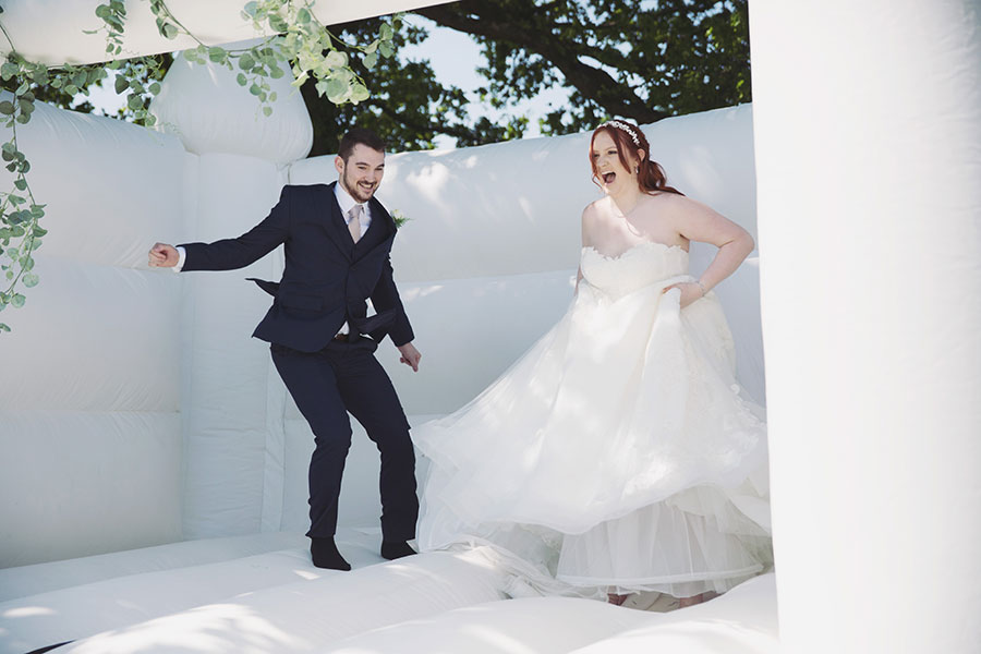 The White Hart Moorwood Moor wedding venue photography | Natural Derbyshire wedding photographer | wedding day trampoline